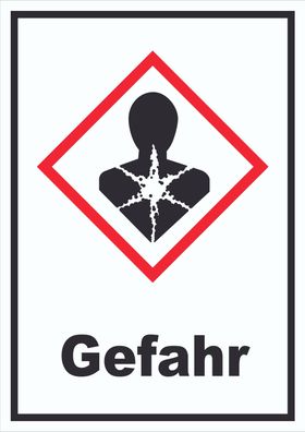 Schild Gesundheitsgefahr Gefahr Sensibilisierung der Atemwege hochkant