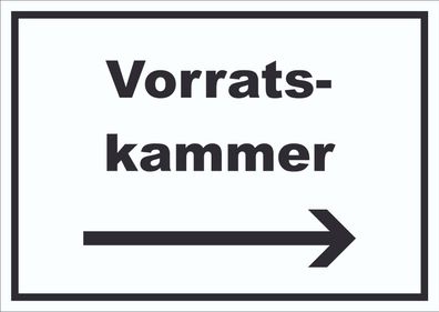 Vorratskammer Schild mit Text Richtungspfeil rechts Pantry Reserve waagerecht