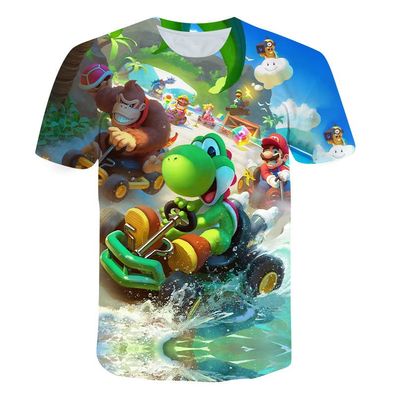 Super Mario T-Shirt für Kinder (Unisex) - Motiv: Mario Kart Yoshi & Donkey Kong 130