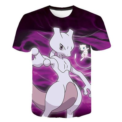 Pokemon T-Shirt für Kinder (Unisex) - Motiv: Mewtu / Mewtwo & Mew 150