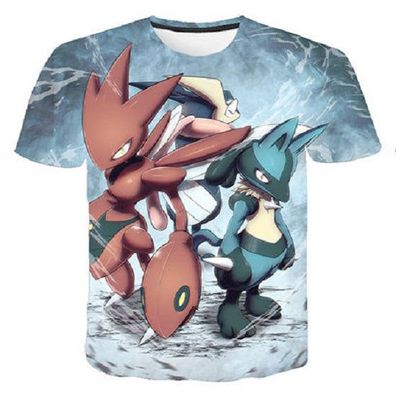 Pokemon T-Shirt für Kinder (Unisex) - Motiv: Scherox / Scizor & Lucario 130