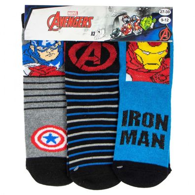 Marvel Avengers Socken 3 Paar Unisex Strümpfe Kinder Outdoor Socks 31-34