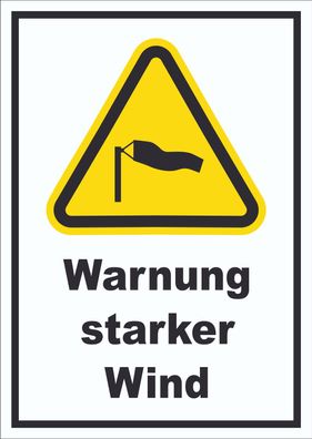 Schild Warnung starker Wind