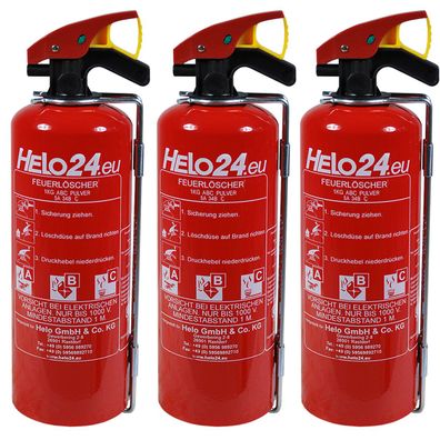 Feuerlöscher Pulverlöscher Autofeuerlöscher KFZ Auto Halterung 3x 1kg ABC 1LE A1