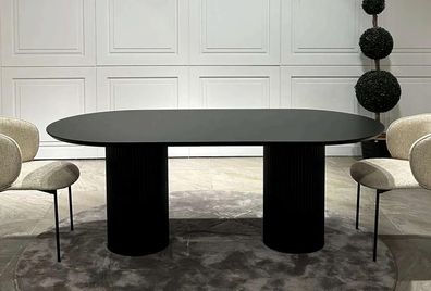 Oval Tisch Esstisch Esszimmer Luxus Elegante Schwarz