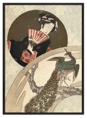 Pfau Und Geisha Kunstdruck Poster Druckbild Leinwanddruck Print G115170