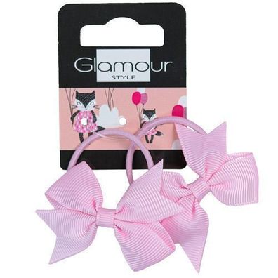 Glamour Kids Haargummis Rosa Schleifen, 2 Stück