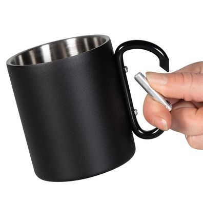 Black Snake® Edelstahl Karabiner Haken Thermo Tasse mit Campingbesteck