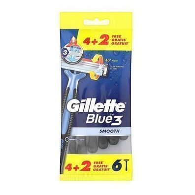 Gillette Blue3 Smooth Einwegrasierer, 6 Stück