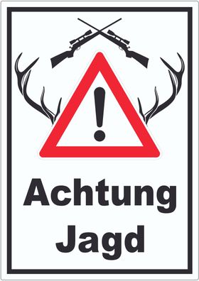 Achtung Jagd Gewehr Aufkleber