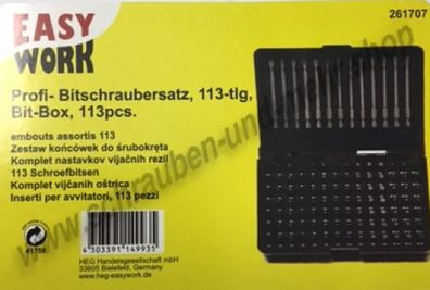 Easy Work 1/4" Profi XL Bit-Box 113/139-tlg. Akkuschrauber Werkstatt Bitset Satz