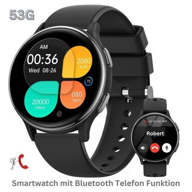 Smartwatch mit Telefon Anruf Funktion, Puls- und Blutdruckmessung, wasserdicht, 53G