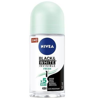 Nivea Schwarze & Weiße Unsichtbare Frische Roll-On Antitranspirant, 50ml