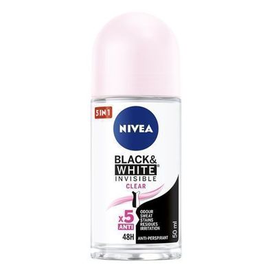 Nivea Black&White Invisible Clear Deo Roll-On 50ml