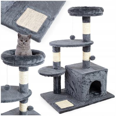 Kratzbaum mit Spielplattformen und Häuschen - Ideal für aktive Katzen