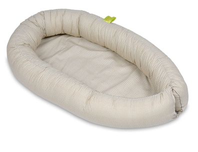 Babynest mit Geborgenheit - Weich & Schutz - 0-8 Monate - 100% Baumwolle - Beige Karo