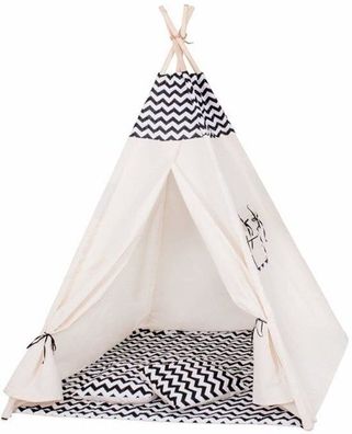Stilvolle Zebra-Print Tipi-Zelt für Kinder - Inklusive 2 Kissen