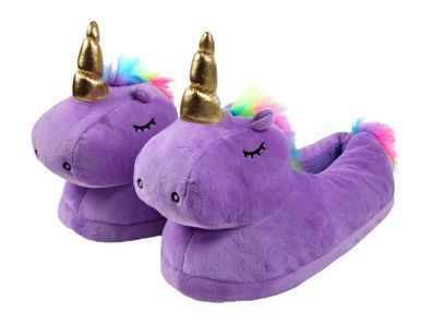 Einzigartiges Geschenk: Einhorn Hausschuhe - Lila - Größe 36-41 - Für jeden geeignet