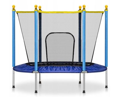 Sicherer Trampolin mit Netz für Kinder - Ø 140 cm - Blau/Gelb