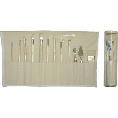 CMI Pinsel- Set Borstenpinsel+Malspachtel in Leinwandtasche