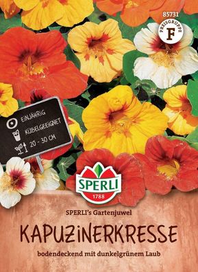 Kapuzinerkressesamen SPERLI's Gartenjuwel, bodendeckend mit dunkelgrünem Laub