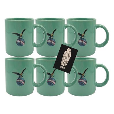 Fernet Branca Tassen 6er-Set – 6 x Grüne Keramiktassen mit stilvollem Aufdruck