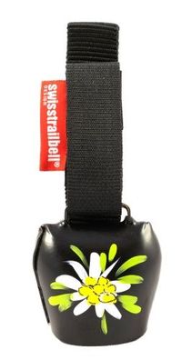 swisstrailbell® DEEP BLACK mit Edelweiß, Fahrradklingel, Trailbell, Signalglocke