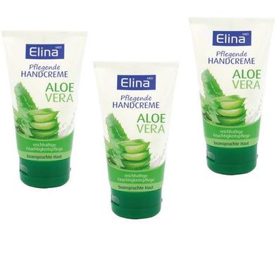 3x 150 ml Elina Aloe Vera Handcreme in Tube