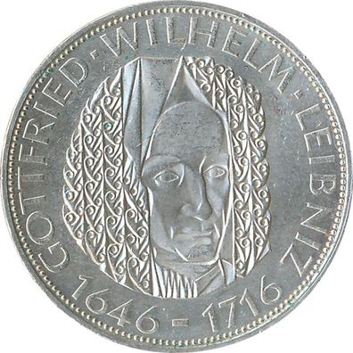 BRD 5 DM 1966 D Gottfried Wilhelm Leibniz Silber*