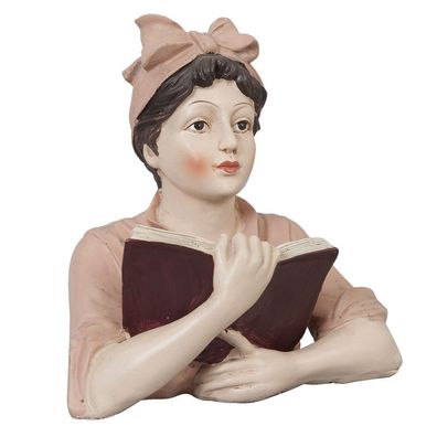 Clayre & Eef Figur Frau 16x11x19 cm Beige Rosa Polyresin (Gr. 16x11x19 cm)