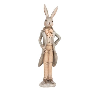 Clayre & Eef Dekorationsfigur Kaninchen 17 cm Beige Kunststoff (Gr. 4x3x17 cm)