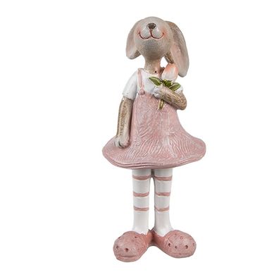 Clayre & Eef Dekorationsfigur Kaninchen 11 cm Beige Rosa Kunststoff (Gr. 5x5x11 cm)