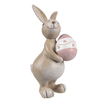 Clayre & Eef Dekorationsfigur Kaninchen 15 cm Beige Kunststoff (Gr. 6x9x15 cm)