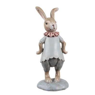 Clayre & Eef Dekorationsfigur Kaninchen 19 cm Beige Blau Kunststoff (Gr. 8x6x19 cm)