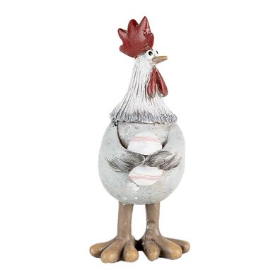 Clayre & Eef Dekorationsfigur Huhn 4x6x9 cm Grau Kunststoff (Gr. 4x6x9 cm)