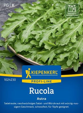 Rucola Astra, Salatrauke - raschwüchsig - Salat- und Würzkraut, schossfest,