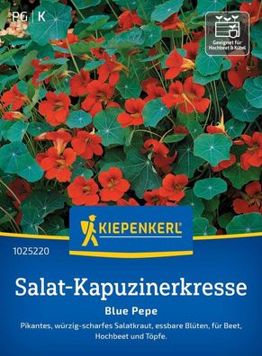 Salat-Kapuzinerkresse Blue Pepe, würzig-scharfes Salatkraut - essbare Blüten,