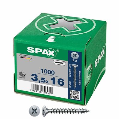 Schraubenkasten SPAX Wirox Z2 Flacher Kopf 3,5 x 16 mm 1000 Unidades Default Title