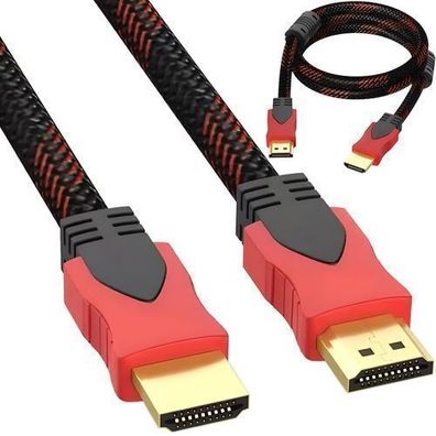 Kabel HDMI 3D 4K UHD 2160p und HD 1080p Highspeed Geflochten Schwarz 4,5m Retoo