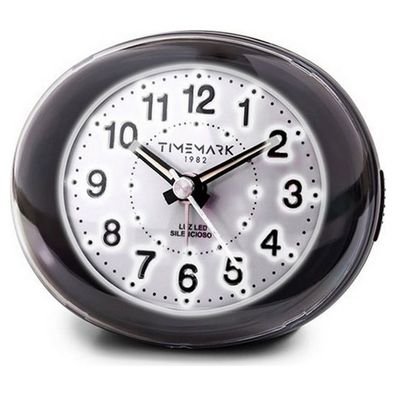 Analoger Wecker Timemark Schwarz LED Leicht Leise Snooze Nachtbetrieb 9 x 9 x 5,5 cm