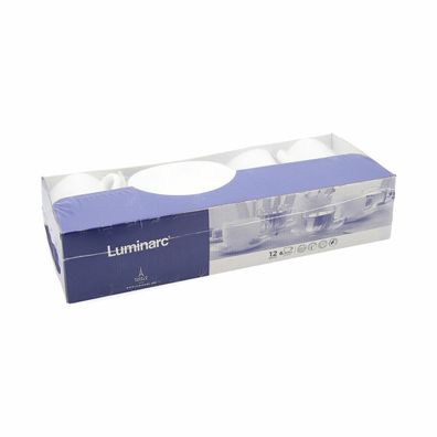 Satz mit Tassen- und Tellern Luminarc 04998 (12 pcs) Weiß Glas 220 ml (12 Stücke) Def