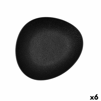 Suppenteller Bidasoa Fosil Schwarz aus Keramik Oval 22 x 19,6 x 4,5 cm (6 Stück) Defa