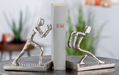 Gilde Buchstützen, "Hold", Aluminium, silberfarben, L. 8.5 cm, B. 16 cm, H. 18 cm
