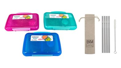 Sistema Lunchbox 3er Set small Split 2fach unterteilt 350 ml pink lila blau 500009