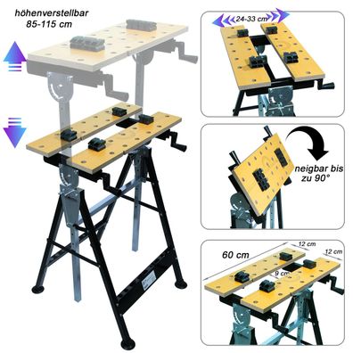Spanntisch Werkbank Arbeitstisch höhenverstellbar klappbar Schraubstock A1 100kg