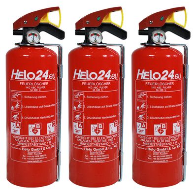 Feuerlöscher Pulverlöscher Autofeuerlöscher KFZ Auto Halterung 3x 1kg ABC 1LE B1