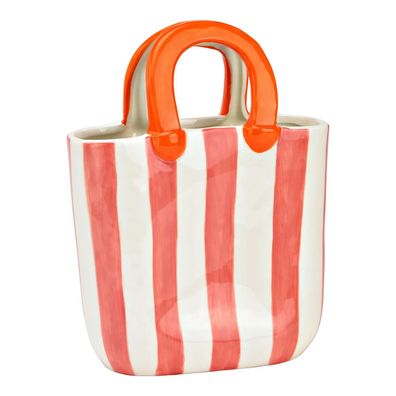 Vase Handtasche gestreift Orange Rosa Weiß