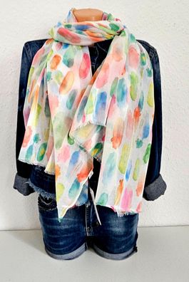 Blogger XXL Schal Tuch Halstuch Scarf bunter Print Viskose/Baumwolle Mehrfarbig