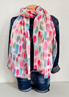 Blogger XXL Schal Tuch Halstuch Scarf bunter Print Viskose/Baumwolle Pink/Blau