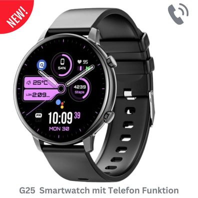 Smartwatch mit Bluetooth Telefon Anruf-Funktion wasserdicht | iOS & Android, G25